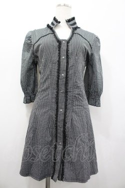 画像1: Ozz Croce / ストライプスナップボタンチュニックブラウス  黒Ｘ白 I-26-02-20-054-OO-BL-SA-ZI