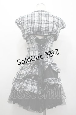 画像2: ALGONQUINS / ボレロ付キャミワンピース  黒Ｘ白チェック I-26-02-20-056-AL-OP-SA-ZI