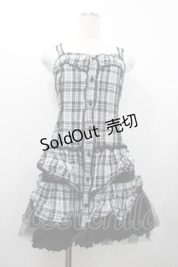 画像3: ALGONQUINS / ボレロ付キャミワンピース  黒Ｘ白チェック I-26-02-20-056-AL-OP-SA-ZI