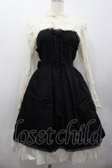 BPN / ブラウス&コルセット風ドッキングワンピース  アイボリーＸ黒 I-26-02-20-057-GO-OP-SA-ZI