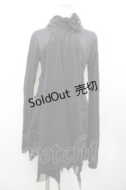 画像1: DARK RED  RUM / ロングスリーブハイネックトップス  ブラック I-26-02-20-059-HN-TO-SA-ZI