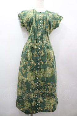 画像1: PINK HOUSE / スイカプリント半袖ワンピース  グリーン I-26-02-20-062-LO-OP-SA-ZI