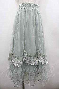 画像1: axes femme / ローズ付ドレープチュールスカート  ミント I-26-02-20-064-AX-SK-SA-ZI