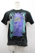 Candy Stripper / スカルスペードTシャツ 2 黒Ｘ青Ｘ緑 I-26-02-20-008-PU-TO-SA-ZI