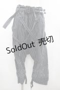PUTUMAYO / ストライプサルエルパンツ  黒Ｘ青 I-26-02-20-092-PT-PA-SA-ZI