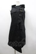 PEACE NOW / 2連ベルトフードロングベスト  黒 I-26-02-20-010-PU-TO-SA-ZI