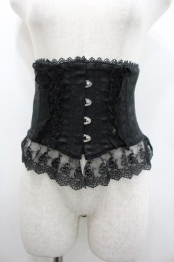 画像1: ATELIER PIERROT / Frill Short Corset コルセット  黒 I-26-02-20-098-EL-TO-SA-ZI