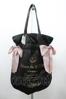 画像1: Maison de FLEUR / バイカラーダブルリボンギャザートートバッグ  黒Ｘピンク I-26-02-20-107-LO-BG-SA-ZI
