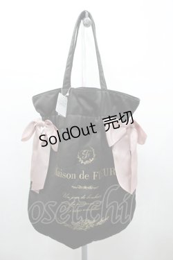 画像1: Maison de FLEUR / バイカラーダブルリボンギャザートートバッグ  黒Ｘピンク I-26-02-20-107-LO-BG-SA-ZI
