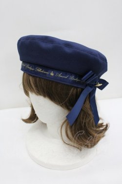 画像1: Amavel / ロゴリボンブローチ付ベレー帽  ネイビー I-26-02-20-110-CA-AC-SA-ZI