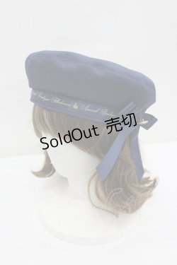 画像1: Amavel / ロゴリボンブローチ付ベレー帽  ネイビー I-26-02-20-110-CA-AC-SA-ZI