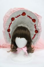 画像2: Hinana Queena / Strawberry Party ボンネット&ヴェールセット  ピンクｘ白 I-26-02-20-111-LO-AC-SA-ZT501 (2)