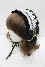 画像1: LOLITAその他(お買取対象外) / リボンパール&スターレースヘッドドレス  黒Ｘ白 I-26-02-20-114-LO-AC-SA-ZT485 (1)