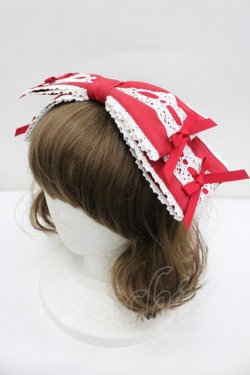 画像1: Chalmiere / 梯子レースリボン型ヘッドドレス  赤 I-26-02-20-115-0-AC-SA-ZI