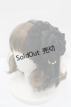 画像1: ATELIER PIERROT / ローズパールカチューシャ  黒 I-26-02-20-117-EL-AC-SA-ZI