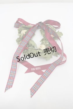 画像1: PINK HOUSE / チェックリボンリースブローチ  緑Ｘ赤 I-26-02-20-118-LO-AC-SA-ZI