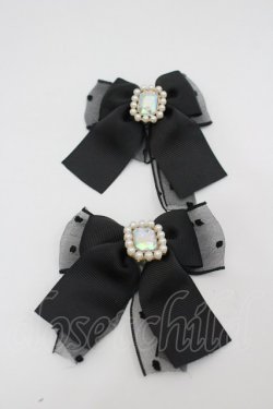 画像1: LOLITAその他(お買取対象外) / パールリボンクリップセット  黒 I-26-02-20-123-LO-AC-SA-ZI