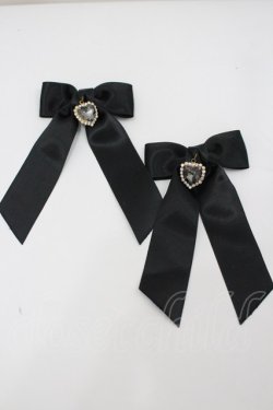 画像1: LOLITAその他(お買取対象外) / リボンハートビジューリボンクリップセット  黒 I-26-02-20-124-LO-AC-SA-ZI