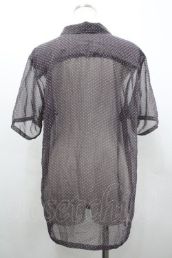 画像2: PINK HOUSE COLLECTION / ドットシフォン半袖ブラウス  グレーＸ白 I-26-02-20-015-LO-BL-SA-ZI