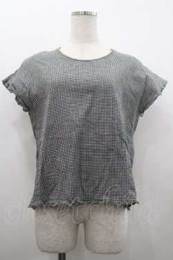 画像1: PINK HOUSE / ギンガムチェック半袖ブラウス  黒Ｘ白チェック I-26-02-20-017-LO-BL-SA-ZI