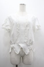 画像1: INGEBORG / フロントレースピンタック半袖ブラウス  白 I-26-02-20-020-LO-BL-SA-ZI (1)
