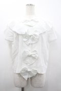 INGEBORG / 4つリボンケープ風半袖ブラウス  白 I-26-02-20-021-LO-BL-SA-ZI
