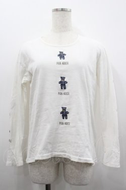 画像1: PINK HOUSE / チェックテディベア&ロゴpt長袖Tシャツ  ホワイト I-26-02-20-023-LO-TS-SA-ZI