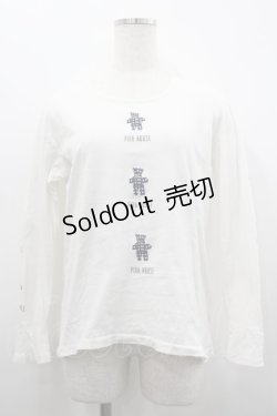 画像1: PINK HOUSE / チェックテディベア&ロゴpt長袖Tシャツ  ホワイト I-26-02-20-023-LO-TS-SA-ZI