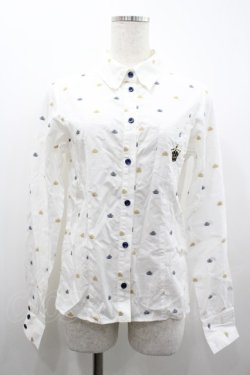 画像1: PEACE NOW / クラウン総柄長袖シャツ  白ＸネイビーＸブラウン I-26-02-20-028-PU-BL-SA-ZI