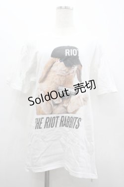 画像1: MILKBOY / FAT BUNNY Tシャツ L 白Ｘ黒 I-26-02-20-030-MB-TO-SA-ZI