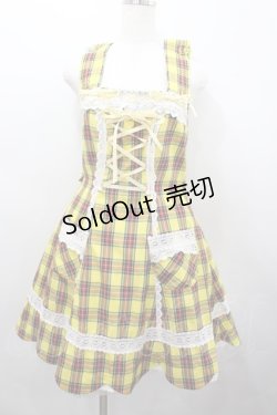 画像3: BABY,THE STARS SHINE BRIGHT / タータンチェック裾スカラップジャンパースカート  イエロー I-26-02-23-035-BA-OP-TE-ZI