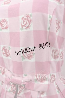 画像2: Emily Temple cute / ブロックチェックバラプリントジャンパースカート  ピンク I-26-02-23-038-ET-OP-TE-ZI