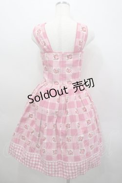 画像3: Emily Temple cute / ブロックチェックバラプリントジャンパースカート  ピンク I-26-02-23-038-ET-OP-TE-ZI