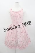 Emily Temple cute / チェリープリントジャンパースカート  ピンク I-26-02-23-042-ET-OP-TE-ZI