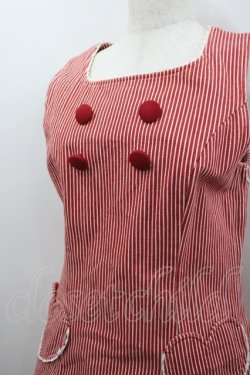 画像2: Heart E / ハートポケットストライプジャンパースカート  赤×白 I-26-02-23-043-LO-OP-TE-ZI