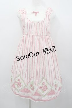 画像1: Shirley Temple / 薔薇＆苺ストライププリントワンピース  ピンク×オフ I-26-02-23-044-ET-OP-TE-ZI