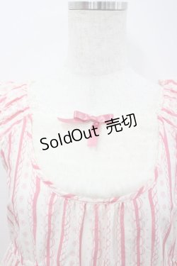画像2: Shirley Temple / 薔薇＆苺ストライププリントワンピース  ピンク×オフ I-26-02-23-044-ET-OP-TE-ZI