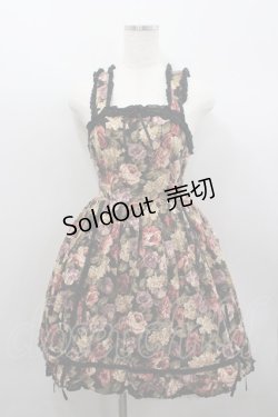 画像1: Innocent World / ロココ調薔薇柄ジャンパースカート  黒 I-26-02-23-049-IW-OP-SA-ZI