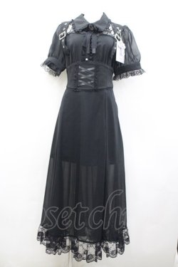 画像1: NoGenki / レース半袖ブラウスワンピース  黒 I-26-02-23-053-PU-OP-SA-ZI
