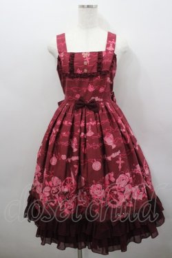 画像1: metamorphose / Secret EDENリボンジャンパースカート  ボルドー I-26-02-23-057-ME-OP-SA-ZI