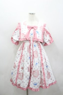 画像1: Chalmiere / ハッピードリームキティワンピース M 白×ピンク I-26-02-23-062-0-OP-TE-ZI