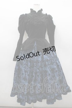 画像1: ALICE and the PIRATES / シャンデリアフロッキーワンピース  黒Ｘ紺 I-26-02-23-065-PA-OP-SA-ZI