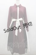 axes femme / レース切替配色ワンピース M ワイン I-26-02-23-068-AX-OP-TE-ZI