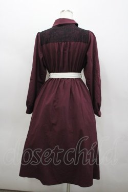 画像3: axes femme / レース切替配色ワンピース M ワイン I-26-02-23-068-AX-OP-TE-ZI