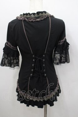 画像3: Ozz oneste / フリルカーデ重ね風カットソー  黒Ｘブラウン I-26-02-23-076-OO-TO-SA-ZI