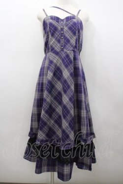 画像1: axes femme / タータンチェックジャンスカ  紫 I-26-02-23-079-AX-OP-HR-ZI