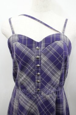画像2: axes femme / タータンチェックジャンスカ  紫 I-26-02-23-079-AX-OP-HR-ZI