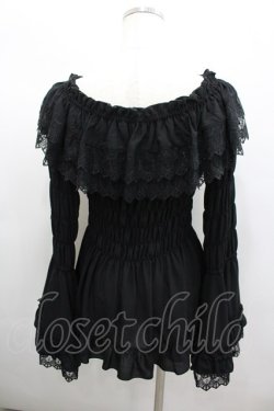 画像2: ATELIER PIERROT / Shirring princess sleeve blouse  黒 I-26-02-23-009-EL-BL-SA-ZI