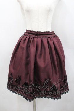 画像1: axes femme / パネルフロッキー柄スカート M ワイン I-26-02-23-090-AX-SK-TE-ZI