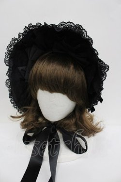 画像1: metamorphose / レースリボンボンネット  黒 I-26-02-23-109-ME-AC-SA-ZI